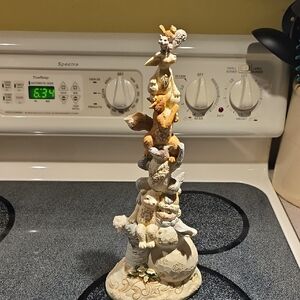 Jim Shore  "Rise Up This Winter" White Multicolor Animal Stack Figurine
